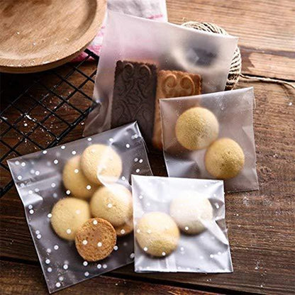 Patty Both 100 PCS Cute Transparent OPP Self Adhesive Cookie Bakery Candy Biscuit Roasting Treat Gift DIY Plastic Bag (Dot) - CookCave