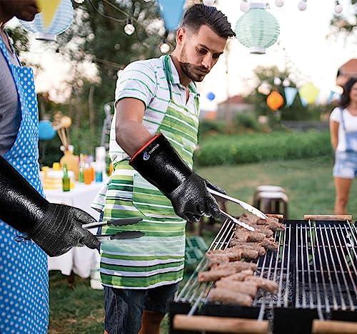 TANSYAN BBQ Gloves, 932℉Heat Resistant for Barbecue/Baking/Cooking/Pit with Waterproof,Oil Resistant so Easy to Clean(14 Inch) - CookCave