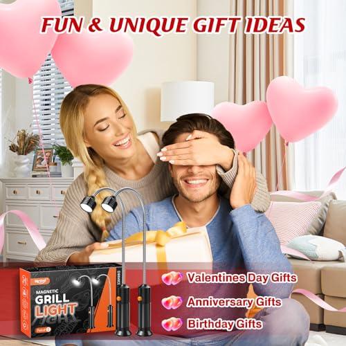 Grill Light BBQ Grilling Accessories: Unique Valentines Day Gifts for Him Men Dads Husbands Grandpas, Cool Gadgets GrillIing Tools Barbecue Supplies, Bright Magnetic Smoker LED BBQ Light, 2 Pack - CookCave