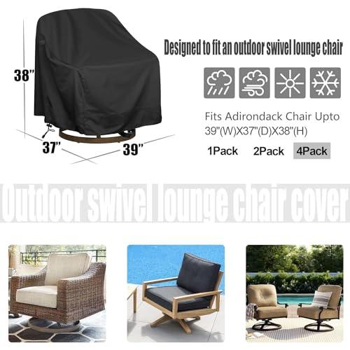 Outdoor Swivel Lounge Chair Cover 4 Pack,Waterproof Heavy Duty Outdoor Chair Covers, (39" W X 37" D X 38" H) Patio Furniture Cover for Swivel Patio Lounge Chair - CookCave