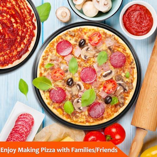 mobzio Round Pizza Pans with Holes, 4Pcs Pizza Pan for Oven, Perforated Pizza Tray for Oven, Non-Stick Pizza Baking Pans, Pizza Baking Sheet for Restaurant Home Kitchen, Pizza Pan Set 9/10/11/12 Inch - CookCave