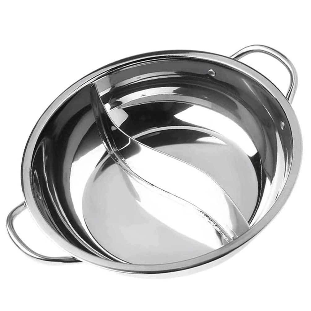 UPKOCH Stainless Steel Shabu Hot Pot Divided Hot Pot Pan Dual Sided Soup Cookware Cooking Pot with Divider for Induction Cooktop Gas Stove - CookCave