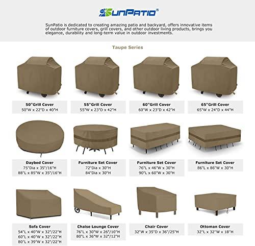SunPatio Grill Cover 48 Inch for Outdoor Grill, Heavy Duty BBQ Cover with Waterproof Sealed Seam, FadeStop Material, All Weather Resistant Compatible for Weber CharBroil Nexgrill Grill and More, Taupe - CookCave