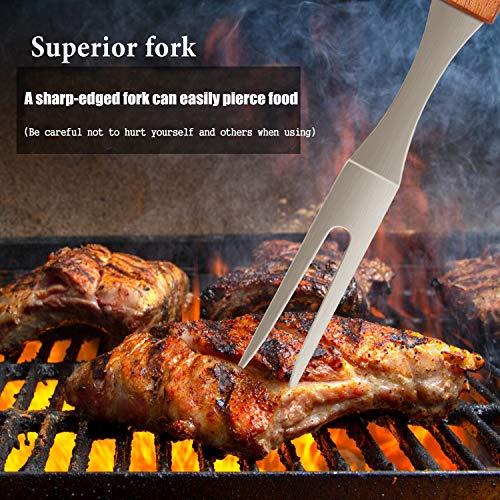 IMAGE Wooded BBQ Accessories Grilling Tools,Stainless Steel BBQ Tools Grill Tools Set for Cooking, Backyard Barbecue & Outdoor Camping Gift for Man Dad Women Barbecue Enthusiasts Set of 4 - CookCave