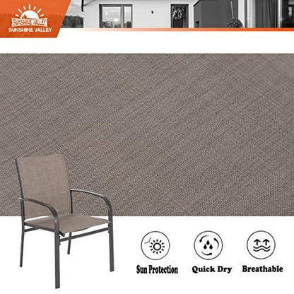 SUNSHINE VALLEY 6 Piece Brown Outdoor Dining Sets,Rectangular Steel Dining Table with 1.57" Umbrella Hole,Patio Dining Set for Outdoor Lawn Garden,Deck,Patio Table and Chairs 7 PCS. - CookCave