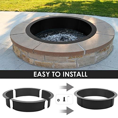 ARTYUIO Fire Ring 45'' Outer, Solid Steel Wood Burning Fire Pit Ring Above/In-Ground DIY Campire Ring for Outdoor Camping, Backyard - CookCave