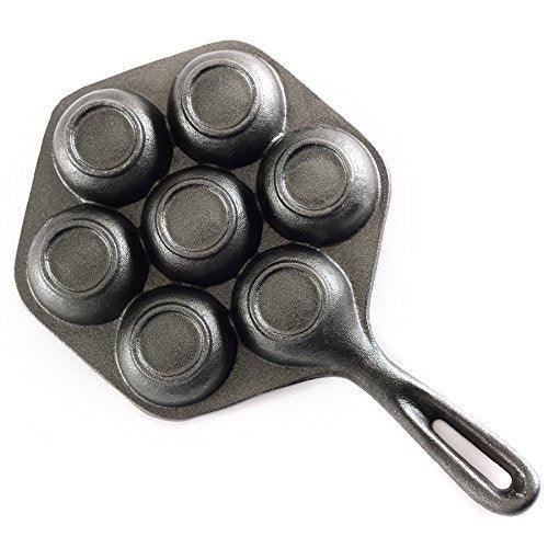 Norpro Cast Iron Stuffed Pancake Pan, Munk/Aebleskiver, 2" / 5cm diameter, Black - CookCave