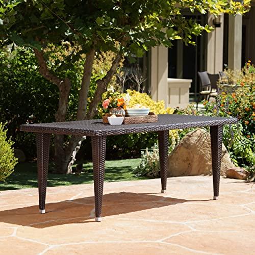 Christopher Knight Home Dominica Outdoor Wicker Rectangular Dining Table, Multibrown - CookCave