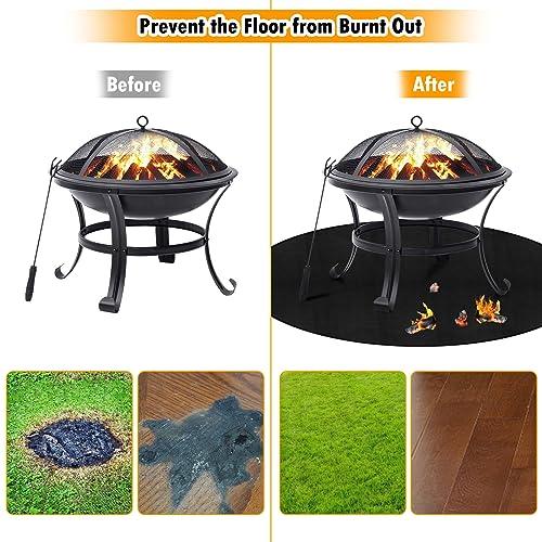 40" Round Fire Pit Mat 3-Layer Outdoor Under Grill Mat Patio Deck Protector BBQ Mat,Fire Proof Pads for Solo Stove Bonfire Under Fire Pit,Charcoal Grills,Griddles and Smokers - CookCave