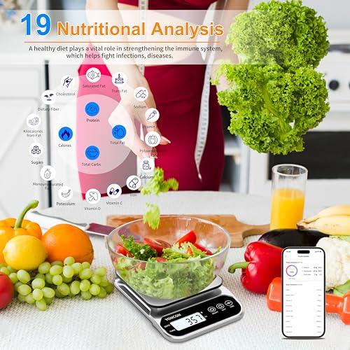 YONCON Smart Food Scale Digital Weight Grams and Oz, 3kg/0.1g Kitchen Scale for Weight Loss, Cooking, Baking, Super Accurate, Easy to Clean and Store, Tare Function (Batteries Included) - CookCave