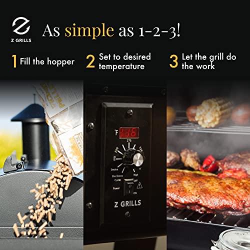 Z GRILLS ZPG-450A 2023 Upgrade Wood Pellet Grill & Smoker 6 in 1 BBQ Grill Auto Temperature Control, 450 Sq in Bronze - CookCave