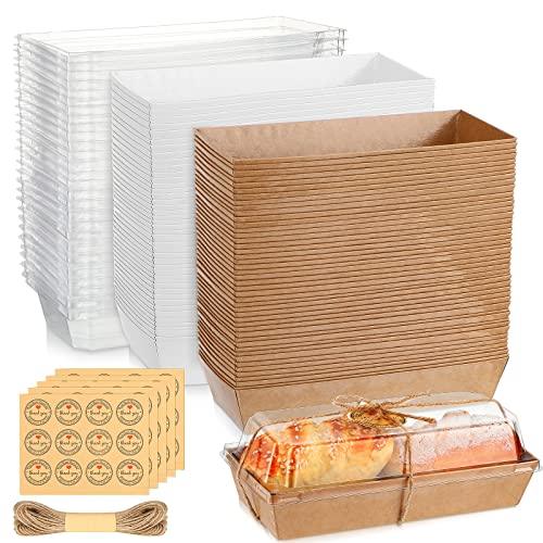 Inbagi Charcuterie Boxes with Clear Lids,100 Pack Paper Rectangle Disposable Sandwich Boxes, Cookie Boxes, Bakery Bread Boxes for Cookies Desserts Mini Cakes Packaging(Brown, White) - CookCave
