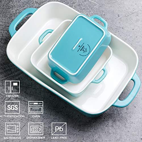 Sweejar Ceramic Bakeware Set, Rectangular Baking Dish for Cooking, Kitchen, Cake Dinner, Banquet and Daily Use, 12.8 x 8.9 Inches porcelain Baking Pans (Turquoise) - CookCave