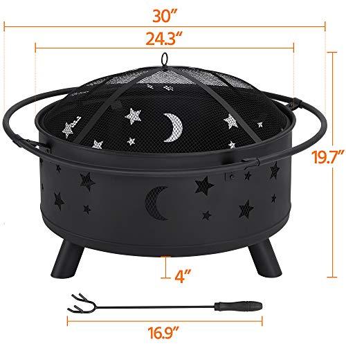 Yaheetech Fire Pit 30in Fire Pits for Outside Wood Burning Outdoor Fireplace with Spark Screen, Poker for Bonfire Patio Backyard Garden Picnic - CookCave