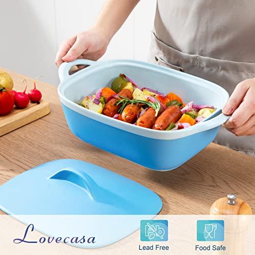 LOVECASA 3 Quart Casserole Dish with Lid for Oven Safe, Ceramic Baking Dish, Rectangular Lasagna Pan Deep, Oven to Table Baking Pan for Casserole, Lasagna, Party and Daily Use - CookCave