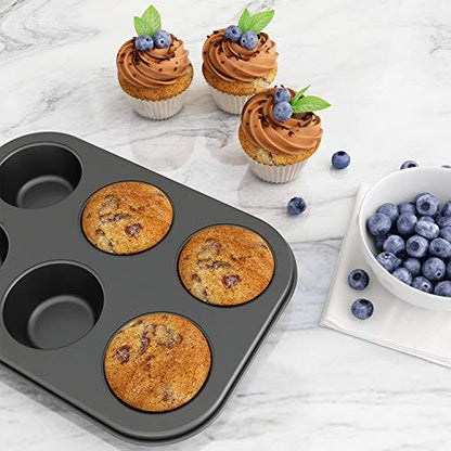 Tiawudi 3 Pack Nonstick Muffin Pan, Carbon Steel Cupcake Pan, Easy to Clean and Perfect for Making Muffins or Cupcakes, 6 Cup Standard - CookCave