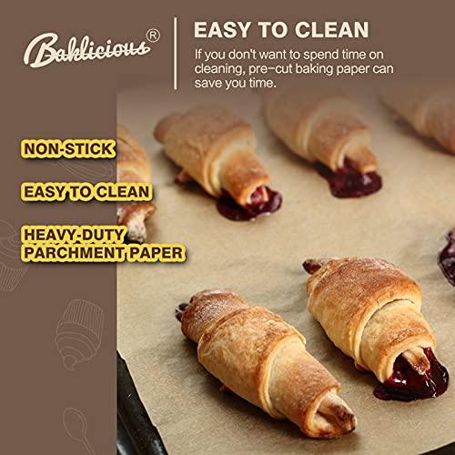 220 Pcs Unbleached Parchment Paper Baking Sheets, Baklicious Pre-cut Heavy Duty Parchment Baking Paper for Air Fryer, Oven, Bakeware, Steaming, Cooking Bread, CupCake, Cookies - CookCave