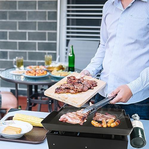 Royal Gourmet PD1203A 18-Inch 2-Burner Portable Tabletop Griddle, 16,000 BTU Propane Gas Grill for Patio, Deck, Backyard, Tailgating, Camping and Picnic, Black - CookCave