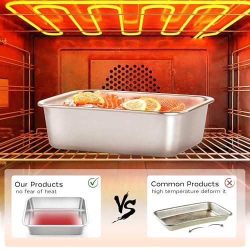 Onader 10x13 Inch Deep Lasagna Baking Pans Set of 2 Stainless Steel Rectangle Cake Pan - CookCave