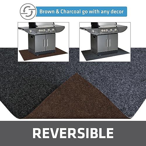 Drymate Premium Reversible Gas Grill Mat (Charcoal/Brown), (36” x 60”), Under The Grill Protective Deck and Patio Mat - Absorbent/Waterproof/Durable (Made in The USA) - CookCave