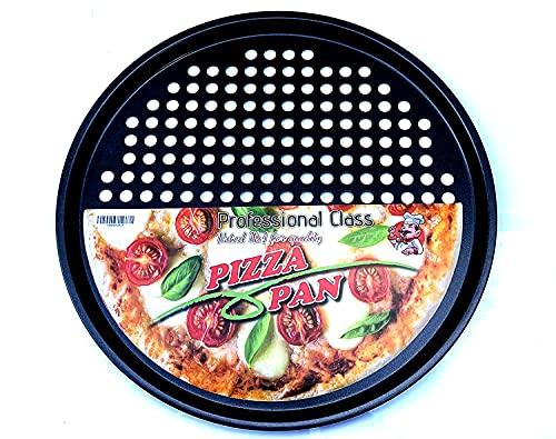 Pizza Pan with holes -Nonstick Carbon Steel Pizza Pan, Pizza pans，Pizza Tray Bakeware Perforated Round For Home Kitchen - PROFESSIONAL CLASS 32.5CM Diameter 12 3/4" INCHES with Fast Crisp Technology - CookCave