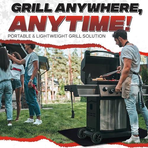 XL Under Grill Mat (60x40) Fireproof Waterproof Oilproof BBQ Grilling Mat for Outdoor/Indoor Smoker Cooking, Fire Pit, Pizza Oven Table, Fireplace, Camping, Barbeque | Protects Grass, Patio, Floors - CookCave