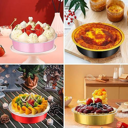 LNYZQUS 8oz Mini Pie Pans With Lids 50 Pack, Disposable Aluminum Foil Small Cake Pans 4 Inch Tart Baking Tins,Individual Mini Cheesecake Pans Contaniers Creme Brulee Ramekins-Gold - CookCave