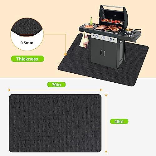 McKuk 70 x 48 inch Under Grill Mats for Outdoor Grill, Easy to Clean Reusable Grill Mat for Deck, Double-Sided Fire Resistant,Water Resistant and Oil Proof, Fit for Indoor Fireplace Mat Fire Pit Mat - CookCave