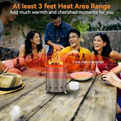 QVCQ Tabletop Fire Pit, Low Smoke Camping Stove, Pellets or Wood Burning Firepit for Outdoor &Patio, Small Table Top Firepit with Stands, Removable Ash Pan, Portable Travel Bag, 2 Smores Sticks - CookCave