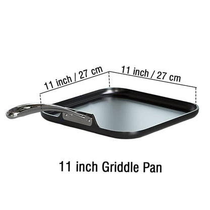 Cooks Standard Nonstick Square Griddle Pan 11 x 11-Inch, Hard Anodized Cookware Griddle Pan, Black - CookCave