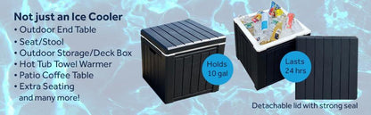 Ice Cooler/Storage Deck Box, and seat, Outdoor Ice Chest is Great to Use for Pool Accessories, Hot Tub Towel Holder, Toys, Gardening Tools, Sports Equipment, UV Resistant Resin, - CookCave