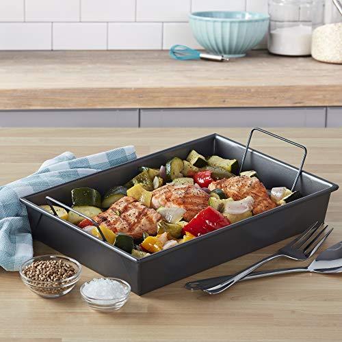 Chicago Metallic 16947 Professional Roast Pan with Non-Stick Rack, 13-Inch-by-9-Inch, Gray - CookCave