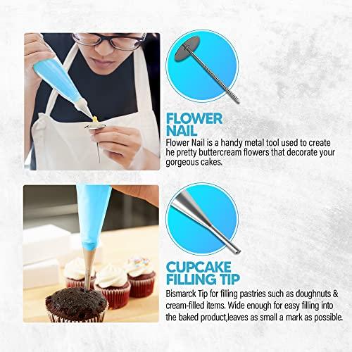 Riccle Piping Bags Tips Set,Cake Decorating Tools with 6pcs 3 Sizes (12”+14”+16”) Reusable Icing Pastry Bags, 6 Different Icing Bags Tips, 6 Piping Bags Couplers and 6 Frosting Bags Ties (Pack Of 22) - CookCave