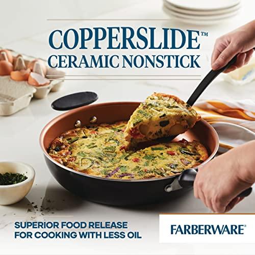 Farberware Glide Deep Nonstick Frying Pan / Fry Pan / Skillet with Helper Handle - 12.5 Inch, Black - CookCave
