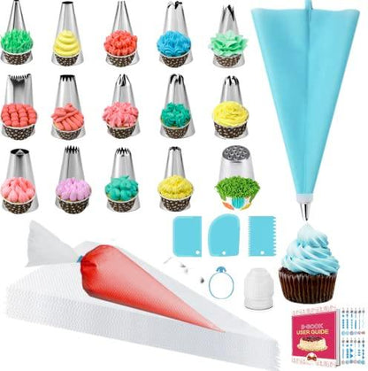 GZMAISULEE Piping Bags and Tips Set for Beginners Cake Decorating Tips for Baking with Pastry Bags and Tips, Icing Tips, Couplers, Icing Bags Ties - CookCave