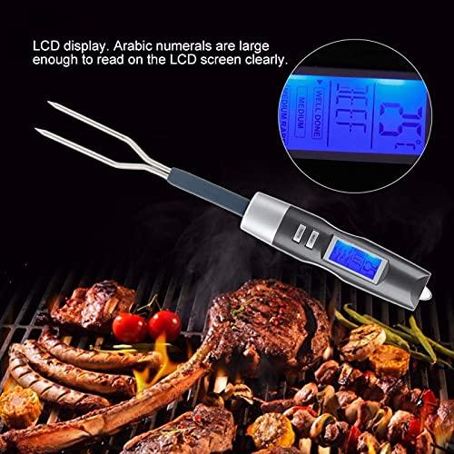 Meat Thermometer Fork, LCD Disply Digital Cooking Thermometer Fork Instant Read BBQ Fork Suitable for Kitchen, Grilling, Barbecue, Turkey - CookCave