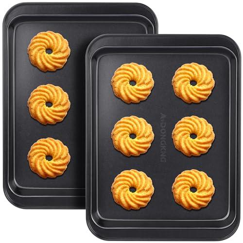 Small Cookie Sheets, Baking Pans, Nonstick Carbon Steel Baking Sheets, 2-Pack, 9.5 X 7.1 Inches (Inner 7.5 X 6) - CookCave