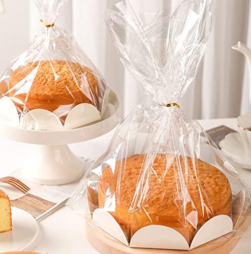 TBUY ROSE Clear Food Storage Bags for Toast Bread Cookies Candy Chocolate Cake Bakery Gift Packaging Cake Tray and Ribbon, 20 Pack - CookCave