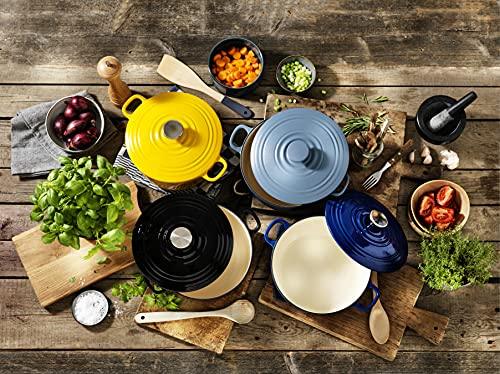 BK Bourgogne Enameled Cast Iron Induction 7QT Nonstick Dutch Oven, PFAS Free, Dishwasher Safe, Royal Blue - CookCave