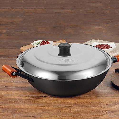 Tofficu Wok Lid 13 Inch Universal Lid, Stainless Steel Pot Lid Pan Lid Frying Pot Cover, Cookware Lids Replacement Lid with Handle for Pots Pans Fry Pan Skillet Steel Pan Cover - CookCave