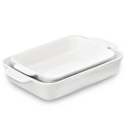 SIDUCAL Bakeware Set of 2, Ceramic Baking Dish for Oven, Baking Pans Set for Cooking, Cake Dinner, Kitchen -White - CookCave