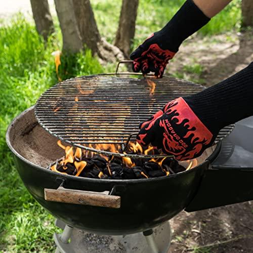 Extreme Heat Resistant Gloves - BBQ Gloves, Hot Oven Mitts, Charcoal Grill, Smoking, Barbecue Gloves for Grilling Meat Gloves, Insulated, Silicone Non-Slip Grips, U.S. Safety Tested - BBQ Dragon - CookCave