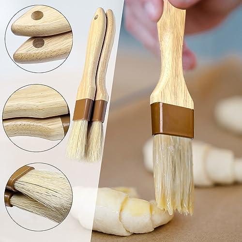 4 Pack Pastry Brush-Basting Brush Pastry Brushes for Baking, Silicone Basting Brush, Basting Oil Brush with Boar Bristles and Beech Hardwood Handles for Kitchen, Grilling and Spreading Oil, BBQ Sauce - CookCave