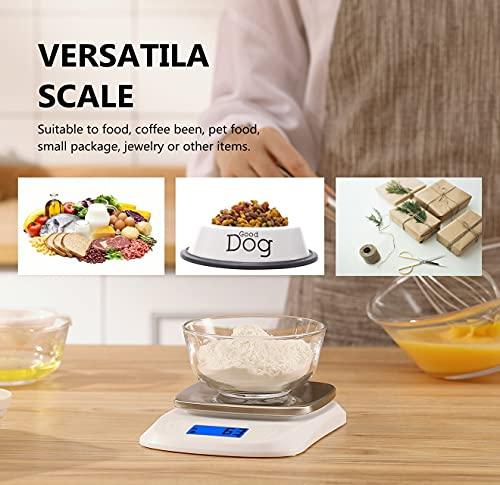 NUTRI FIT Food Kitchen Scale Digital Grams and Ounces Ultra Slim Scale Portable for Baking Cooking Camping Stainless Tare Auto Off Backlit Large LCD Display 11lb/5kg-White - CookCave