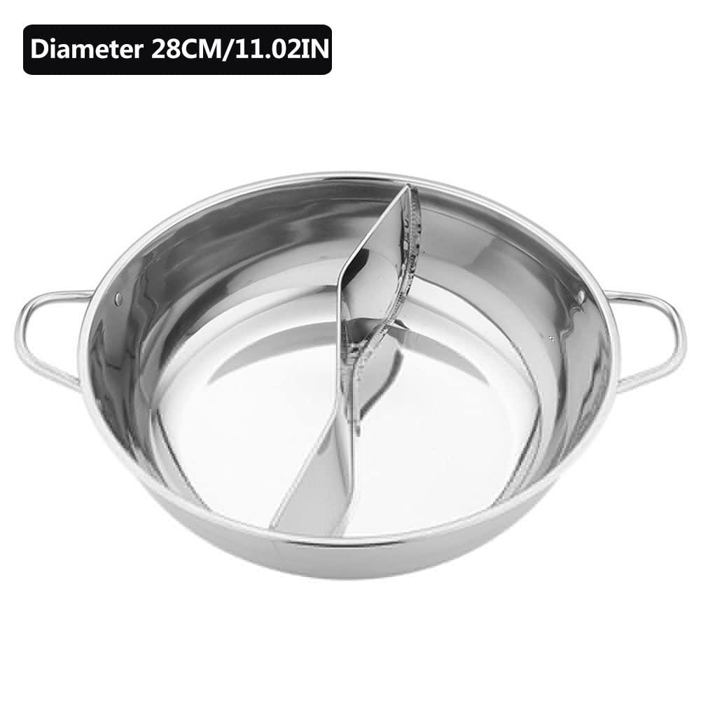 Hot Pot Divider, Shabu Hot Pot Divided Hot Pot Pan, stainless steel Hot Pots with Dividers, Dual Sided Soup Cookware Cooking Hot Pot, Hot pot with Divider and Lid - CookCave