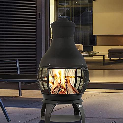 BALI OUTDOORS Fire Pit Round FirePits Outdoor Wood Burning Chimenea Outdoor Fireplace - CookCave