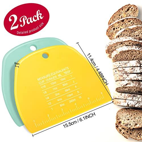 Teenitor 2 Pieces Dough Scraper, Dough Cutter Bench Scraper, Dough Scrapers Multipurpose Food Scrapers for Dough, Cake, Bread - CookCave