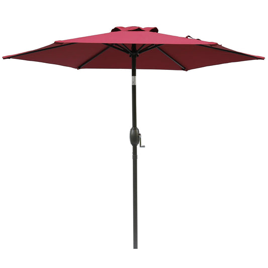 SUNVIVI OUTDOOR 7.5 Ft Patio Umbrella Outdoor Market Table Umbrella with Push Button Tilt and Crank, 6 Ribs, Polyester Canopy, Burgundy - CookCave