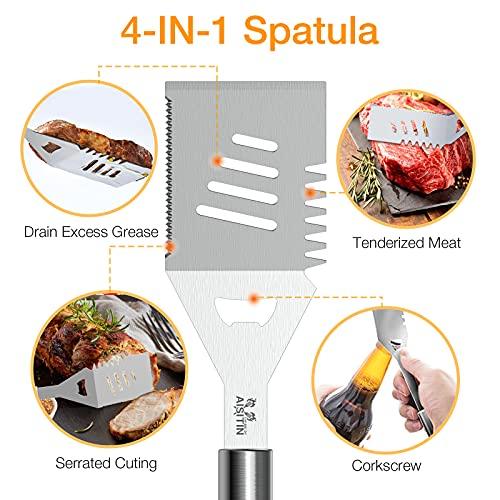 AISITIN BBQ Grill Accessories 16-Inch Stainless Steel Grill Sets for Men, 8Pcs Heavy Duty Grill Utensils Set for Smoker, Camping, Thicker Grill Tools Set Gifts - CookCave