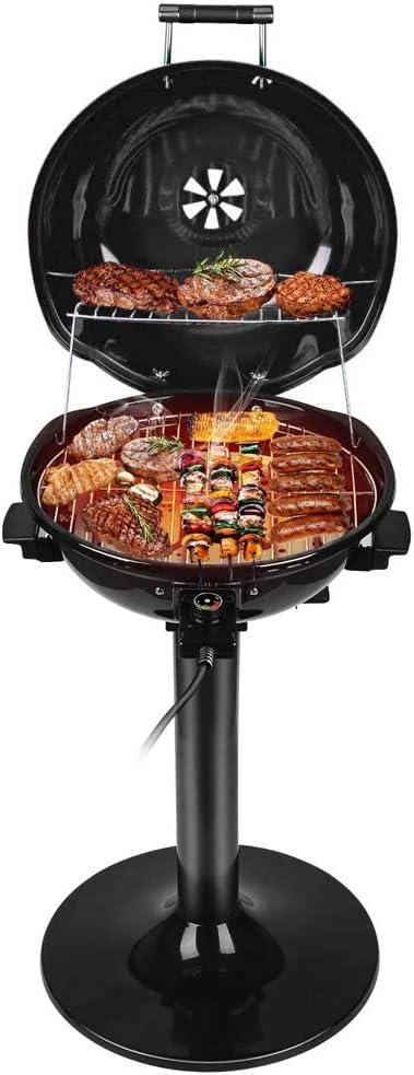 Techwood 1600W Indoor Outdoor Electric grill, Electric BBQ Grill, Portable Removable Stand grill, Black - CookCave